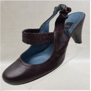 BIALA Slingback Burgundy Leather Cone Heels 9M